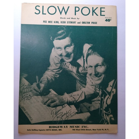 Slow Poke Sheet Music 1951 Pee Wee King Redd Stewart Clinton Price Ridgeway - Picture 1 of 4
